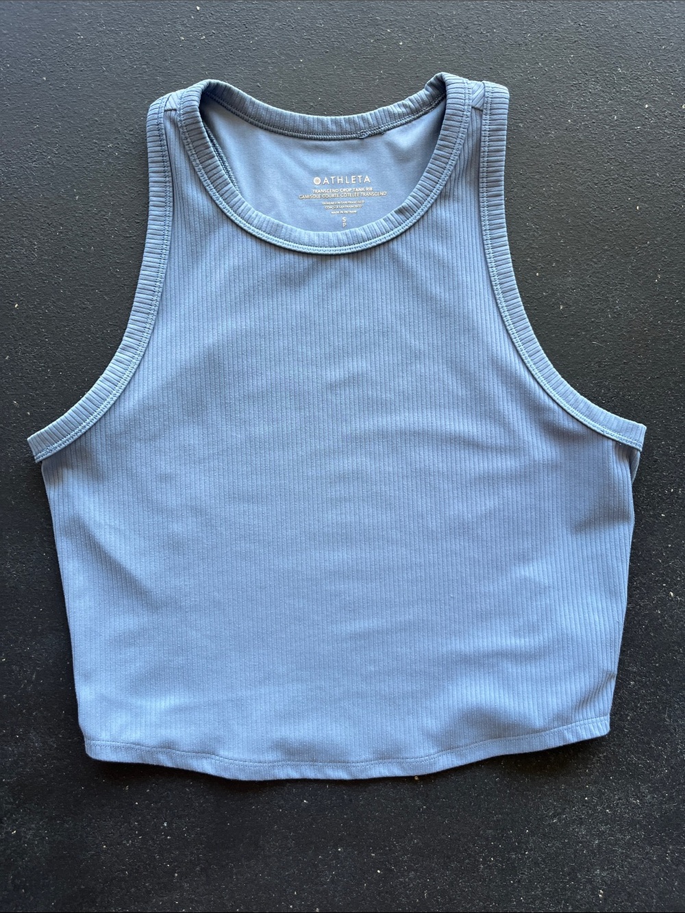 Athleta Dusty Blue Transcend Crop Tank Ribbed